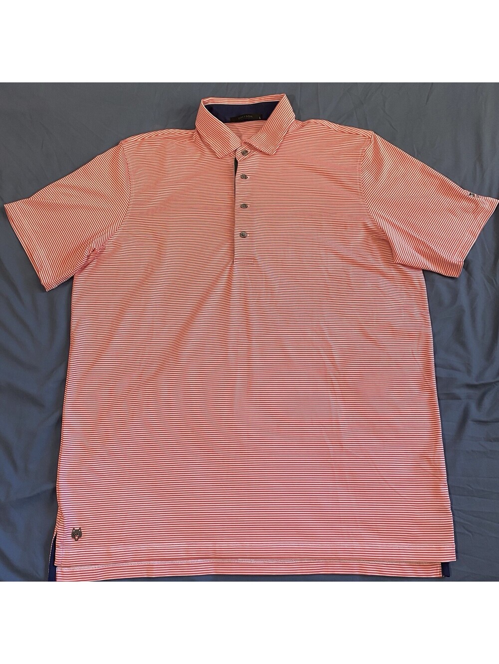 Greyson Golf Polo Shirt Pink Striped Men’s Size Large Performance Short Sleeve